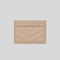 SAINT LAURENT YSL Cassandre Matelasse Card Case In Grain De Poudre Embossed Leather Dark Beige RB-423291