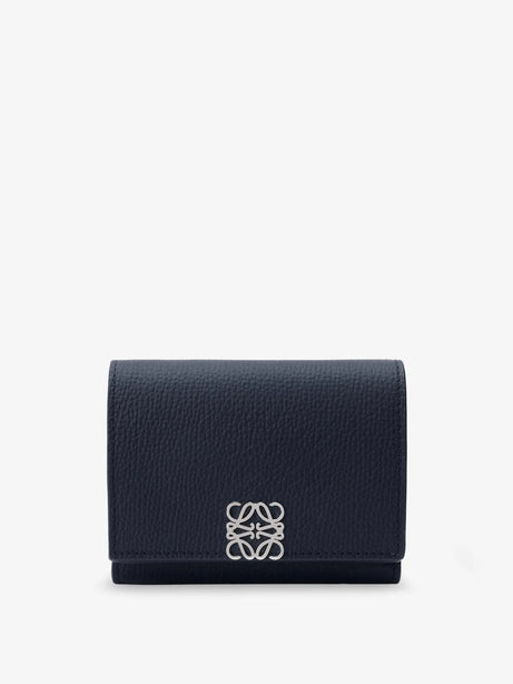 Loewe Anagram Trifold Leather Wallet - Deep Navy