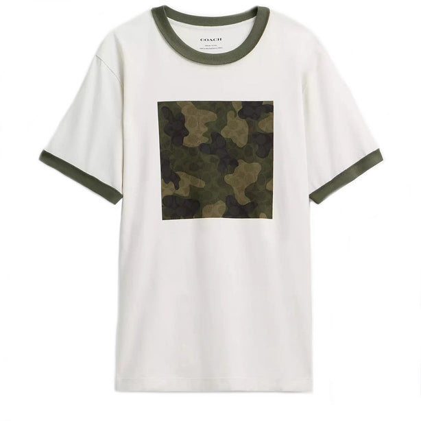 Coach Camo T Shirt In Organic Cotton in Off White CW770