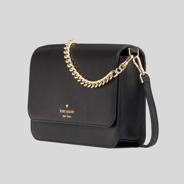KATE SPADE Madison Willow Medium Flap Convertible Crossbody Bag Black RB-KC430