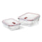 T1907.00 Tatay Hermetic Glass Rectangle Container 0.37L + TatayAirtight Microwavable Hermetic Glass Container 1.1L Bundle