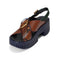 4CCCCEES Plia Juno Dandelion-Carved Ultra-Comfy Wide Cross-Strap Sandals with Bold Metallic Buckles in Luxe Coffee Nappa and Embossed Leather 4CS107003