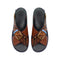 4CCCCEES Plia Juno Dandelion-Carved Ultra-Comfy Wide Cross-Strap Sandals with Bold Metallic Buckles in Luxe Coffee Nappa and Embossed Leather 4CS107003