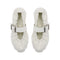 4CCCCEES Scrunch-Style Ballertina with Bold Metallic Buckle in Luxe White Sheep Leather 4CS900105