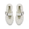 4CCCCEES Scrunch-Style Ballertina with Bold Metallic Buckle in Luxe White Sheep Leather 4CS900105