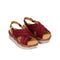 4CCCCEES Mellow Moa Petal-Twist Ultra-Comfy Cross-Strap Sandals with Contrasting Metal Buckle in Luxe Rose Kid Suede 4CS113002