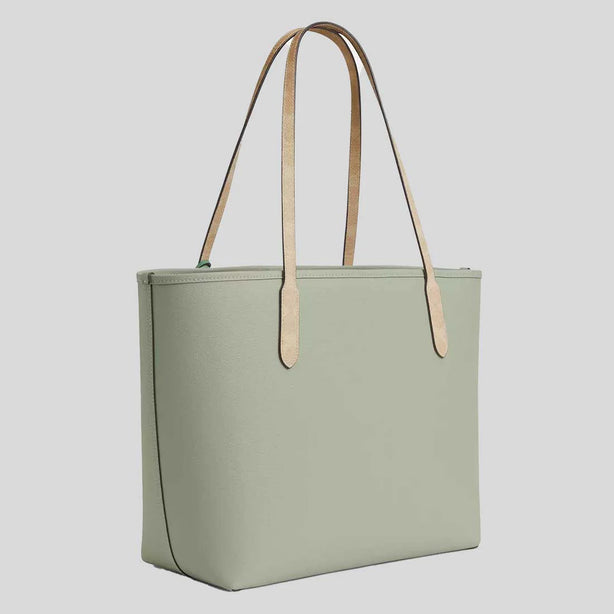 COACH City Tote Bag With Seahorse Charm Light Pistachio/Sand CBH79