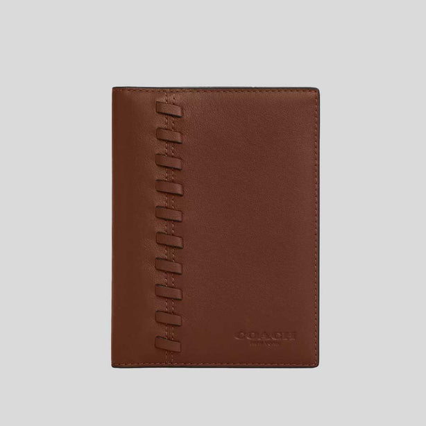 COACH Passport Card Case With Whipstitch Saddle CBE02