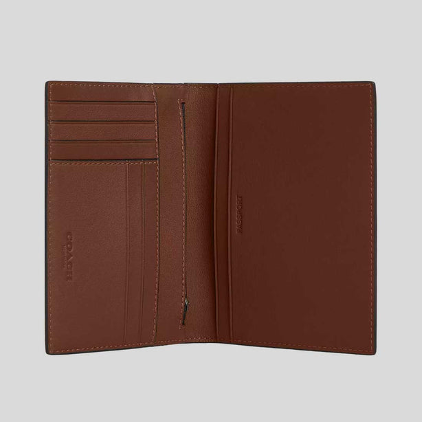 COACH Passport Card Case With Whipstitch Saddle CBE02