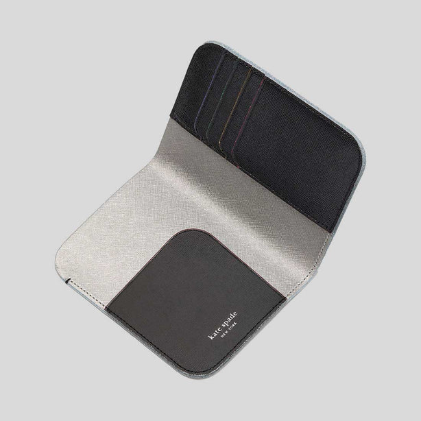 KATE SPADE Devin Glitter Edge Passport Holder Black KI622