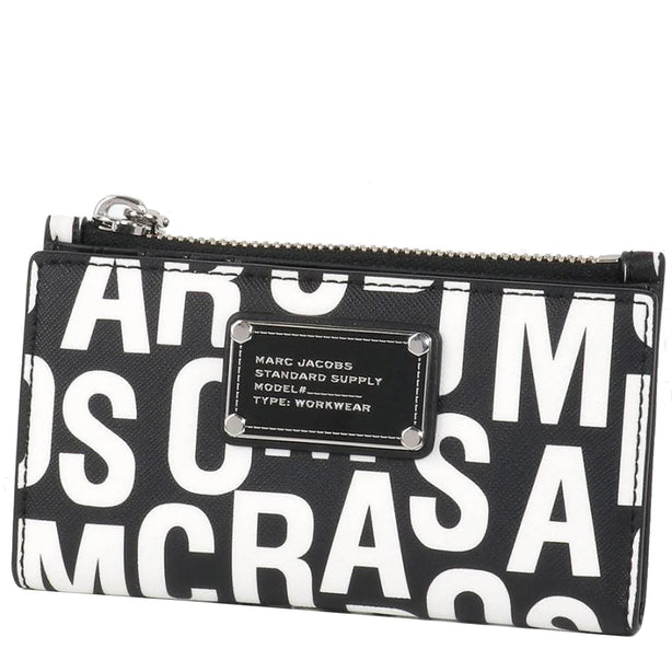 Marc Jacobs Jumbled Logo Trademarc Medium Flat Wallet - Black/ White 4P4SMP027S02