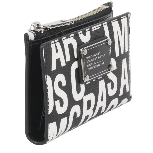Marc Jacobs Jumbled Logo Trademarc Medium Flat Wallet - Black/ White 4P4SMP027S02
