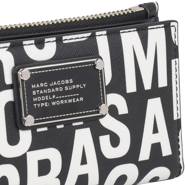 Marc Jacobs Jumbled Logo Trademarc Medium Flat Wallet - Black/ White 4P4SMP027S02