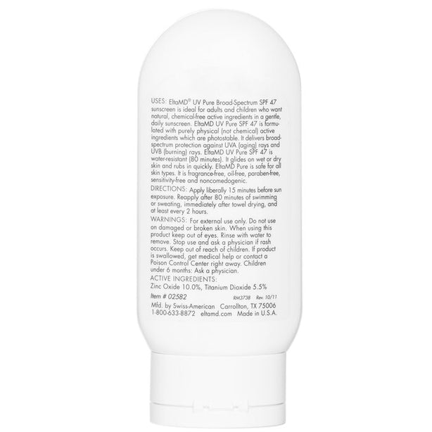 Uv Pure Water-resistant Face & Body Physical Sunscreen Spf 47 - 114g/4oz