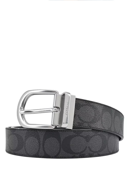 Coach Mens Classic Buckle Cut To Size Reversible Belt 38MM - Black