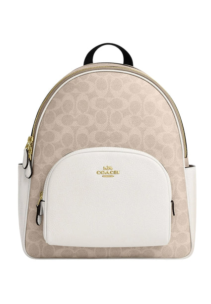Coach Court Backpack In Blocked Signature Canvas - Sand White