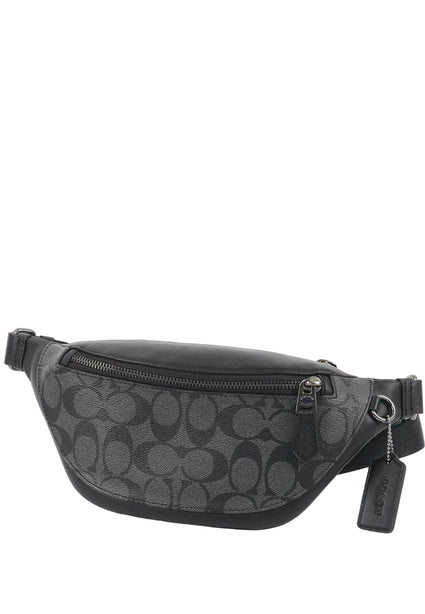 Coach Mens Warren Mini Belt Bag In Signature Canvas - Charcoal Black