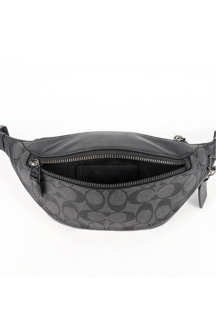 Coach Mens Warren Mini Belt Bag In Signature Canvas - Charcoal Black