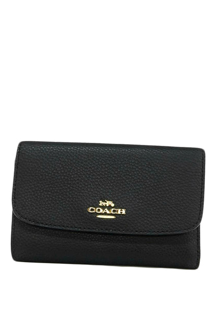 Coach Pebbled Leather Medium Envelope Wallet - Black