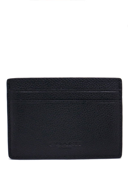 Coach Mens Money Clip Card Case - Black