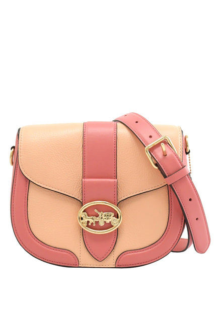 Coach [CLEARANCE] Coach Georgie Saddle Bag In Colorblock - Faded Blush