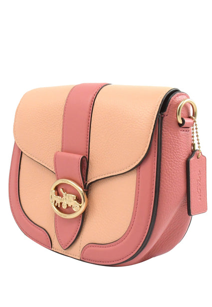 Coach [CLEARANCE] Coach Georgie Saddle Bag In Colorblock - Faded Blush