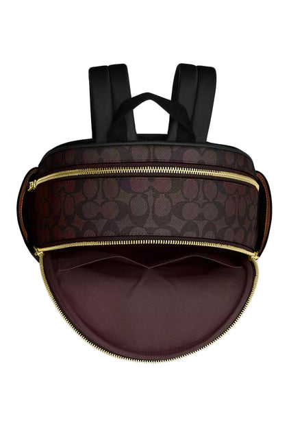 Coach Court Backpack In Blocked Signature Canvas - Walnut/Brown
