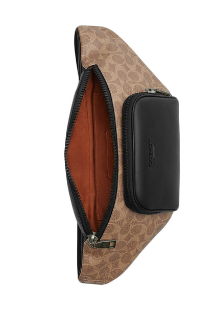 Coach Mens Racer Belt Bag In Signature - Brown/Black