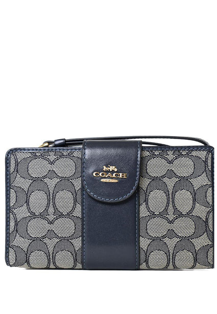 Coach Phone Wallet in Signature Jacquard - Midnight Navy