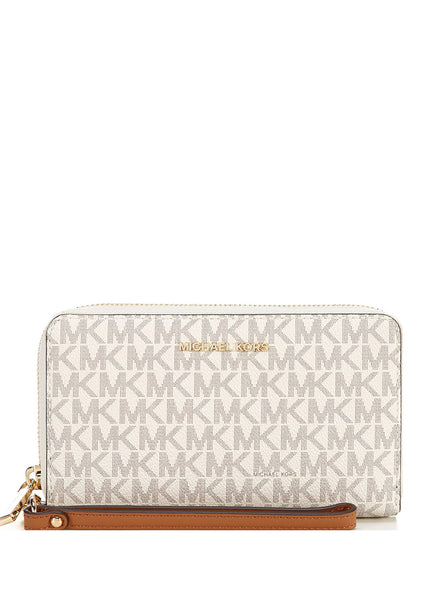Michael Kors Jet Set Travel Large Flat Signature Phone Wallet - Vanilla/Brown