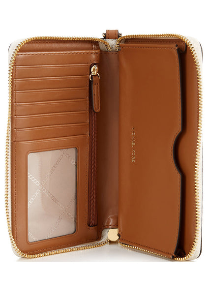 Michael Kors Jet Set Travel Large Flat Signature Phone Wallet - Vanilla/Brown