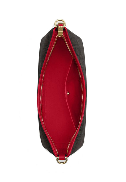 Coach Laurel Shoulder Bag In Signature Canvas - Walnut/Bold Red