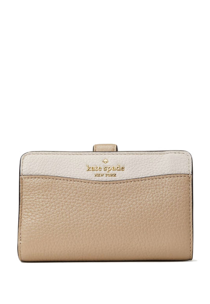 Kate Spade Leila Medium Compact Bifold Wallet- Beige/White