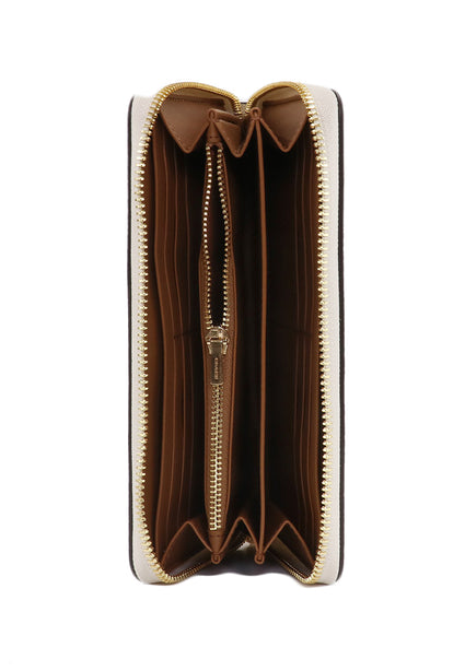 Coach Long Zip Around Wallet In Signature Canvas - Light Brown/White