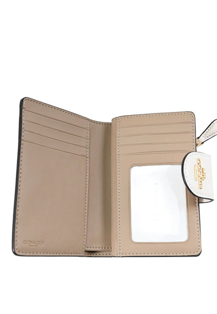 Coach Medium Corner Zip Wallet In Signature Canvas With Floral Print - Light Brown