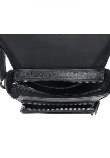 Coach Mens Sullivan Flap Crossbody Bag In Signature Canvas - Charcoal Black