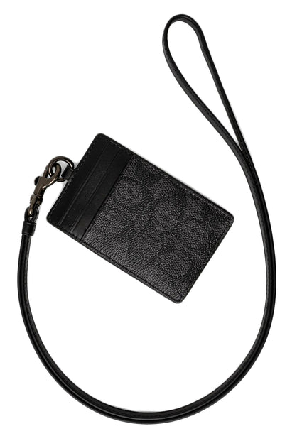 Coach Mens ID Lanyard In Signature Canvas - Charcoal