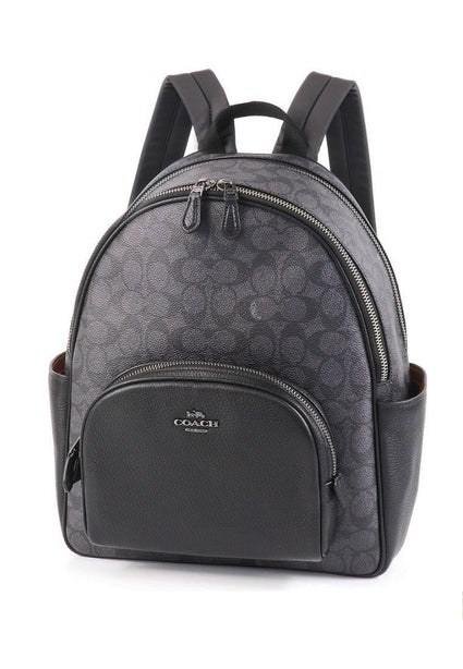Coach Court Backpack In Blocked Signature Canvas - Charcoal Black