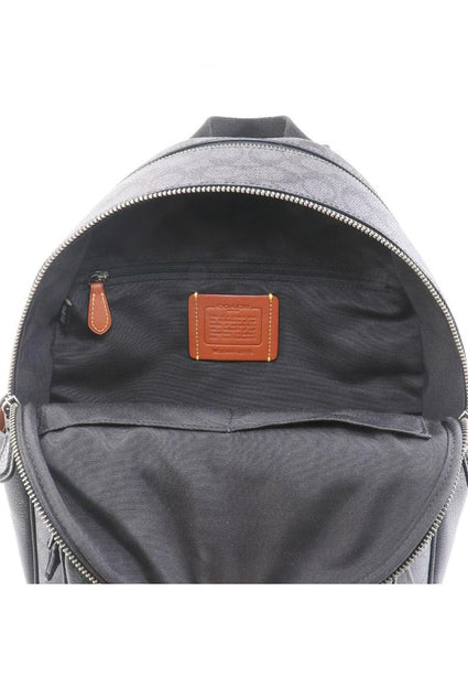 Coach Court Backpack In Blocked Signature Canvas - Charcoal Black