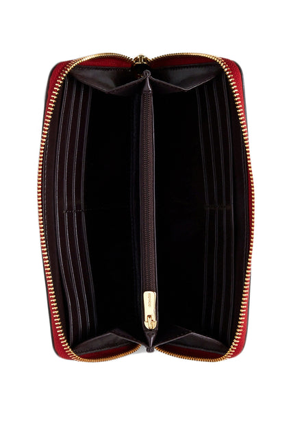Coach Accordion Zip Wallet With Stripe Star Print - Red