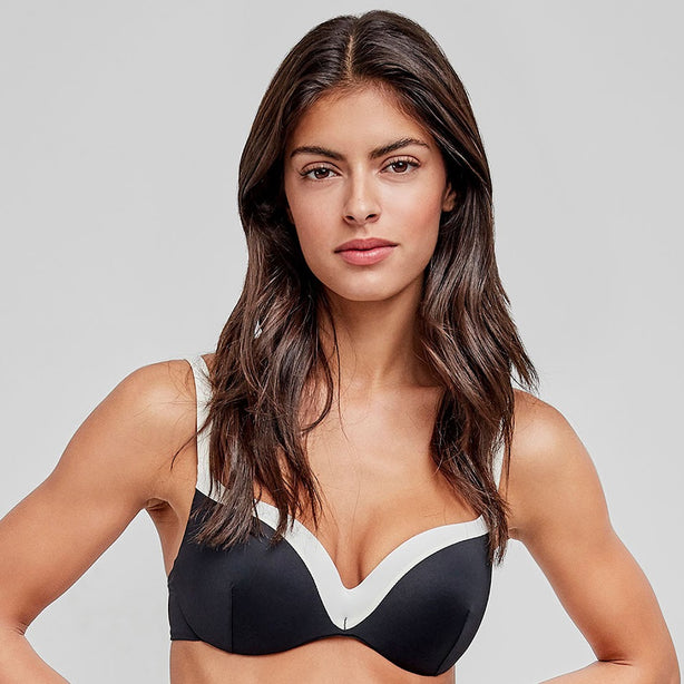 Bicolor Bikini Top With Contrasting Edges