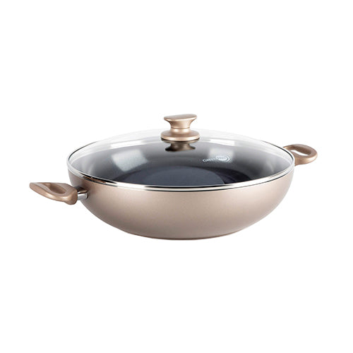 GreenPan Cambridge 36cm Wok with Lid, Bronze [PFAS FREE]