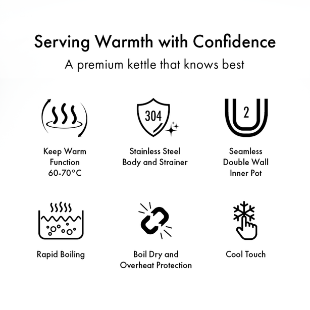 La Gourmet 3.0L Seamless Kettle with keep warm - M.Black