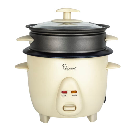 La Gourmet 0.6L Rice Cooker with Non-stick Steamer (Cream)