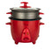 La Gourmet 0.6L Rice Cooker with Non-stick Steamer (Red)