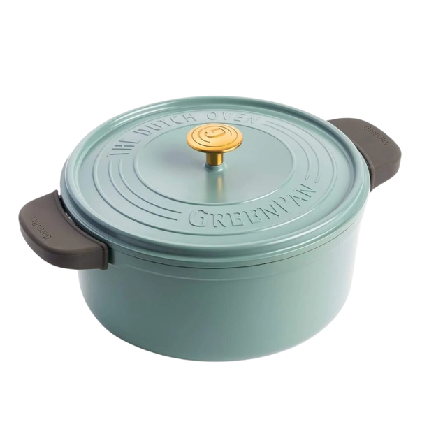 GreenPan Featherweights 28cm Ceramic Non-stick Casserole Pot with Lid, Smokey Sky Blue [PFAS FREE]