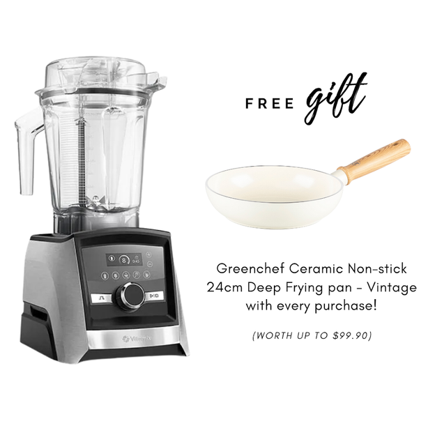 Vitamix High Performance Blender - Ascent Series A3500i (Black) + FREE Greenchef 24cm Ceramic Non-stick Deep Frying Pan