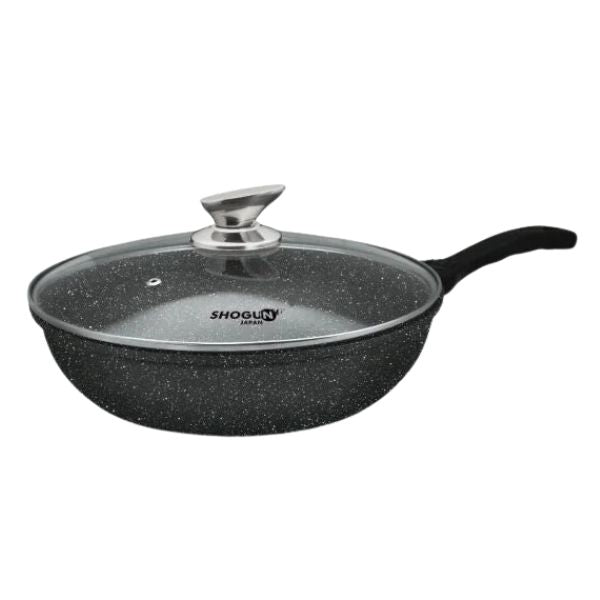 La gourmet Shogun Senjo 30cm Non-stick Stir-fry Wok with Glass Lid (Induction)