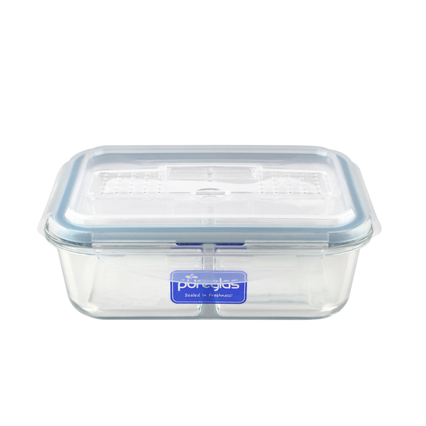 La gourmet Pureglass Rect Container 1000ml W/Cutlery