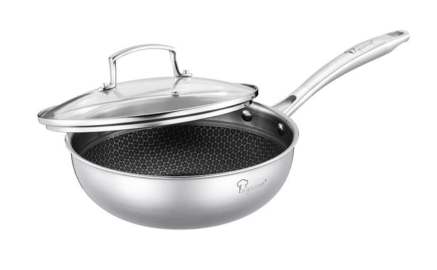 La gourmet Galactic Honeycomb 24cm Wok with Glass Lid (Induction)